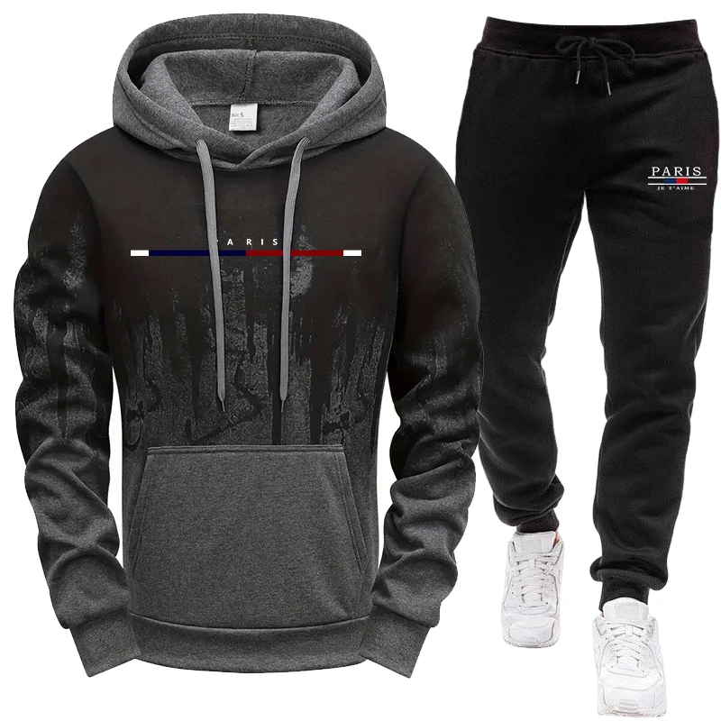 Outdoor Sportswear - Completo da Uomo/Felpa con Cappuccio/Pantaloni Autunno